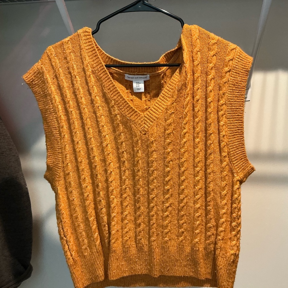 cupcakes & cashmere Mustard V-Neck Sweater Vest